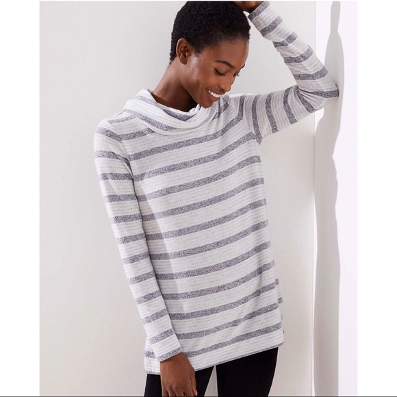 LOFT Tops - *SALE* LOFT Striped Cowl Neck Tunic Top
